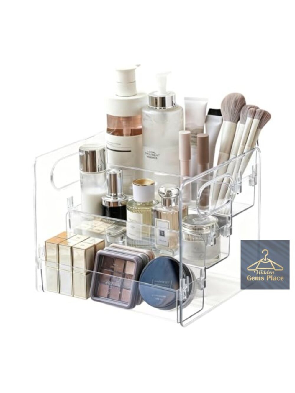 3-Tier Acrylic Makeup Organizer Countertop Vanity Perfume Storage